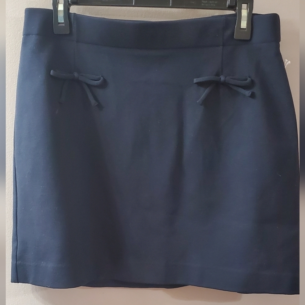 Chic Navy Women's Pencil Skirt With Bow Design. Sz M